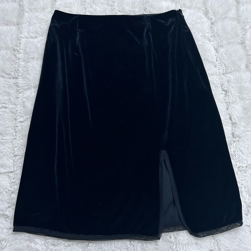 Esprit Women’s  Black‎ Velvet Skirt Fully Lined with Front Slit Size S